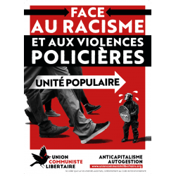(x100) Autocollants ''Face au racisme et aux violences policières: unité populaire''