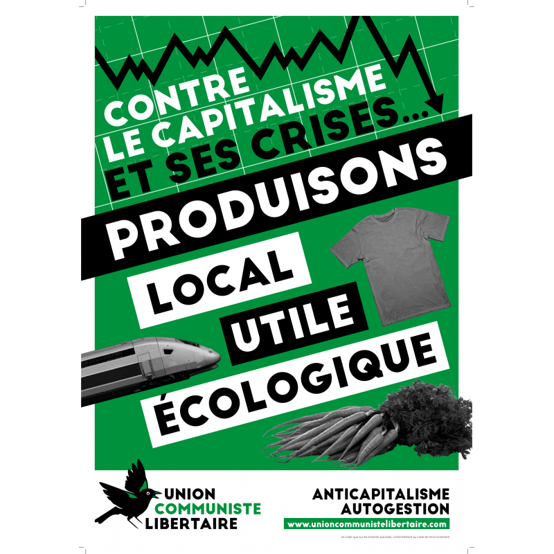 (x100) Autocollants ''Contre le capitalisme et ses crises, produisons local, utile, écologique''