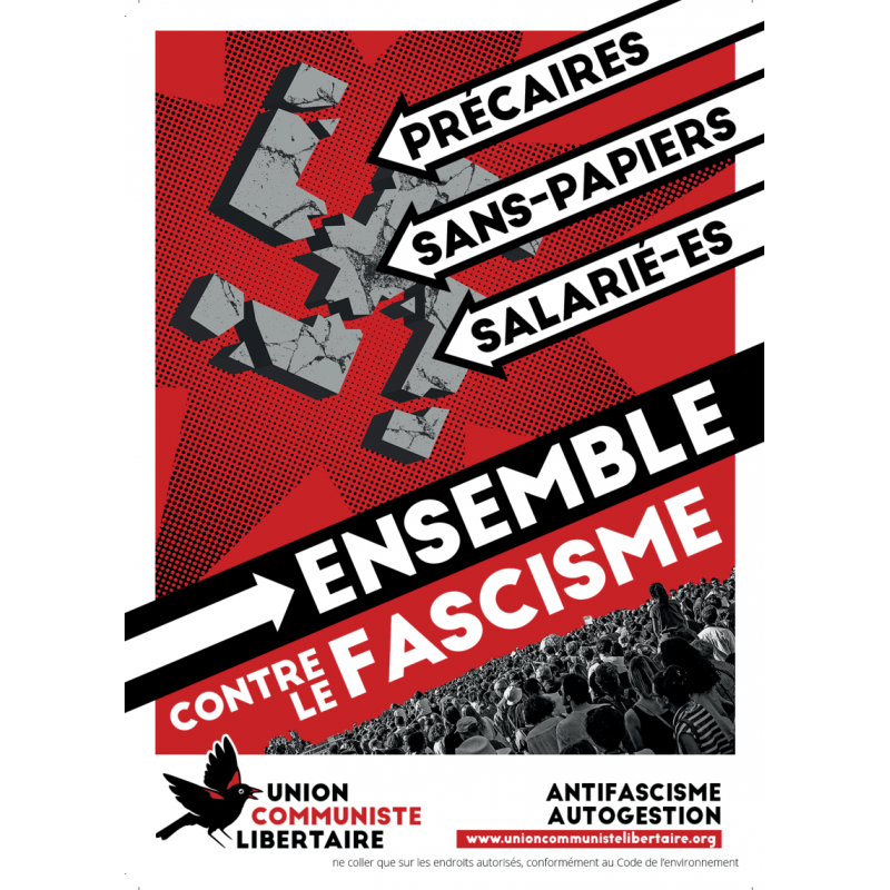 (x100) Autocollants ''Ensembles contre le fascisme''