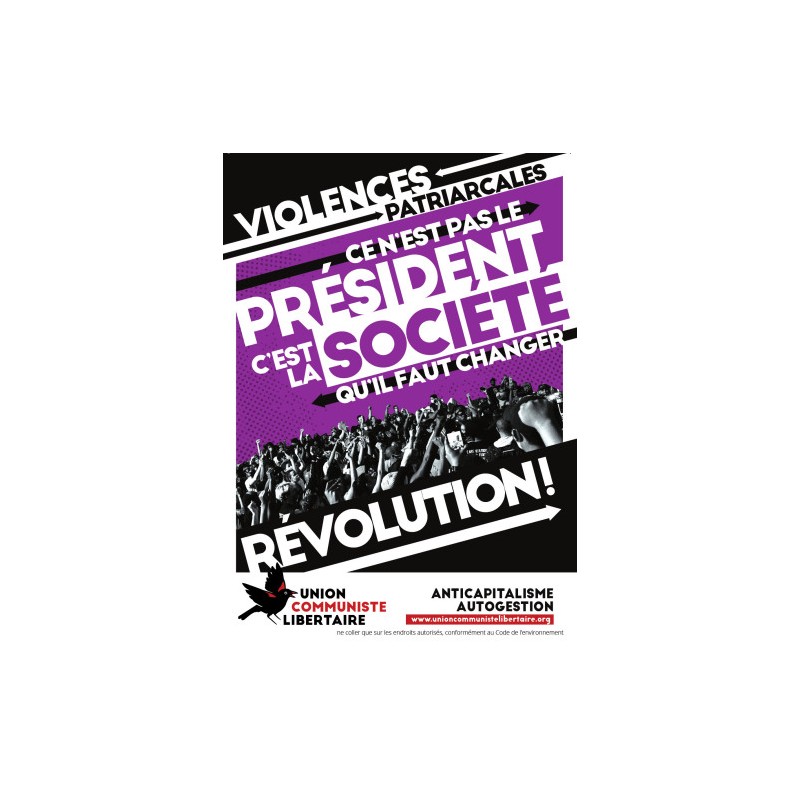 (x100) Autocollants "Violences patriarcales, ce n'est pas le président c'est la société qu'il faut changer. Révolution"
