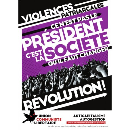 (x100) Autocollants "Violences patriarcales, ce n'est pas le président c'est la société qu'il faut changer. Révolution"