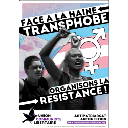 (x100) Autocollants "Face à la haine transphobe organisons la résistance"