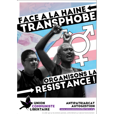 (x100) Autocollants "Face à la haine transphobe organisons la résistance"