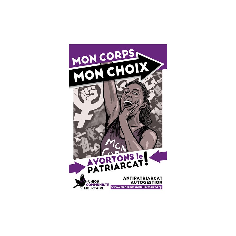 x100 Autocollants "Mon corps, mon choix, avortons le patriarcat"